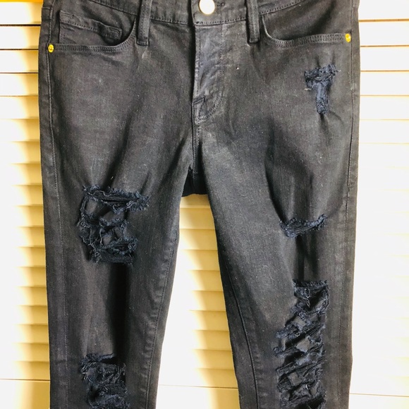 NORDSTROM/FRAME DENIM/ DISTRESSED JEAN/DARK BLUE - Picture 4 of 8
